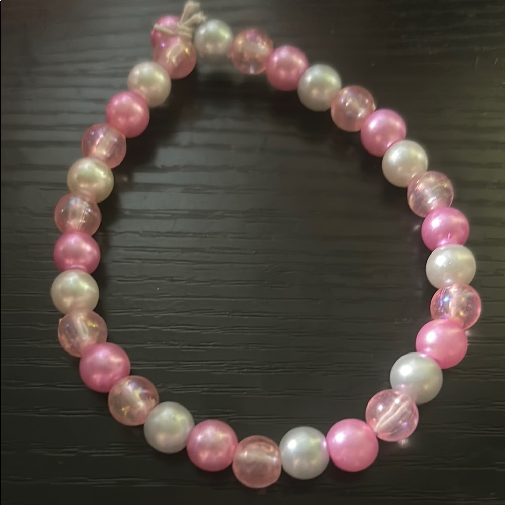 Elegant Pink and White faux pearl Beaded Bracelet